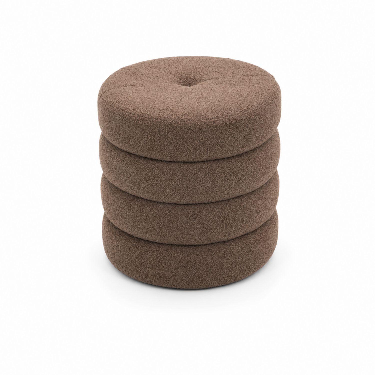 Runder Hocker aus Bouclé-Stoff Braun 40cm
