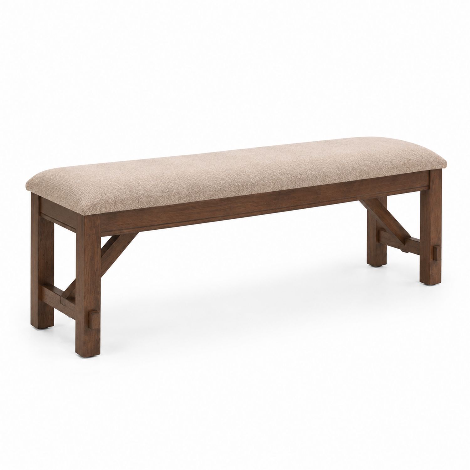 Holzbank mit Baumwollbezug Braun/Beige