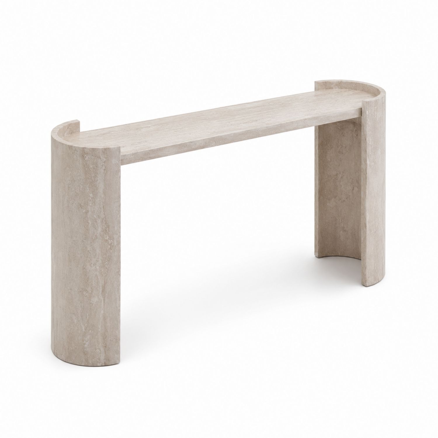 Konsolentisch Halbkreisförmig 120x30x75 cm Travertin Beige