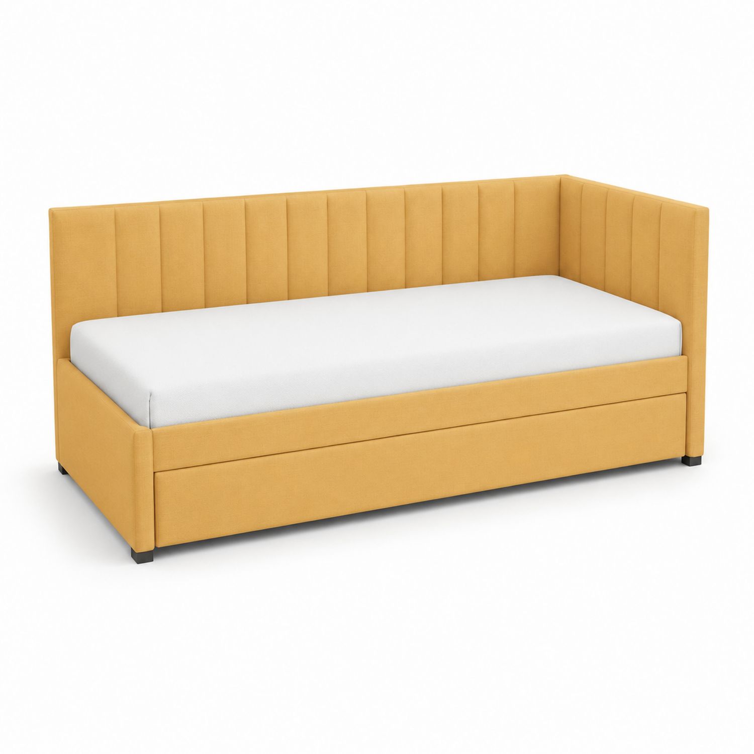 Tagesbett Stoffbezug Gelb mit Stauraum 200x90 cm-Asabirneo