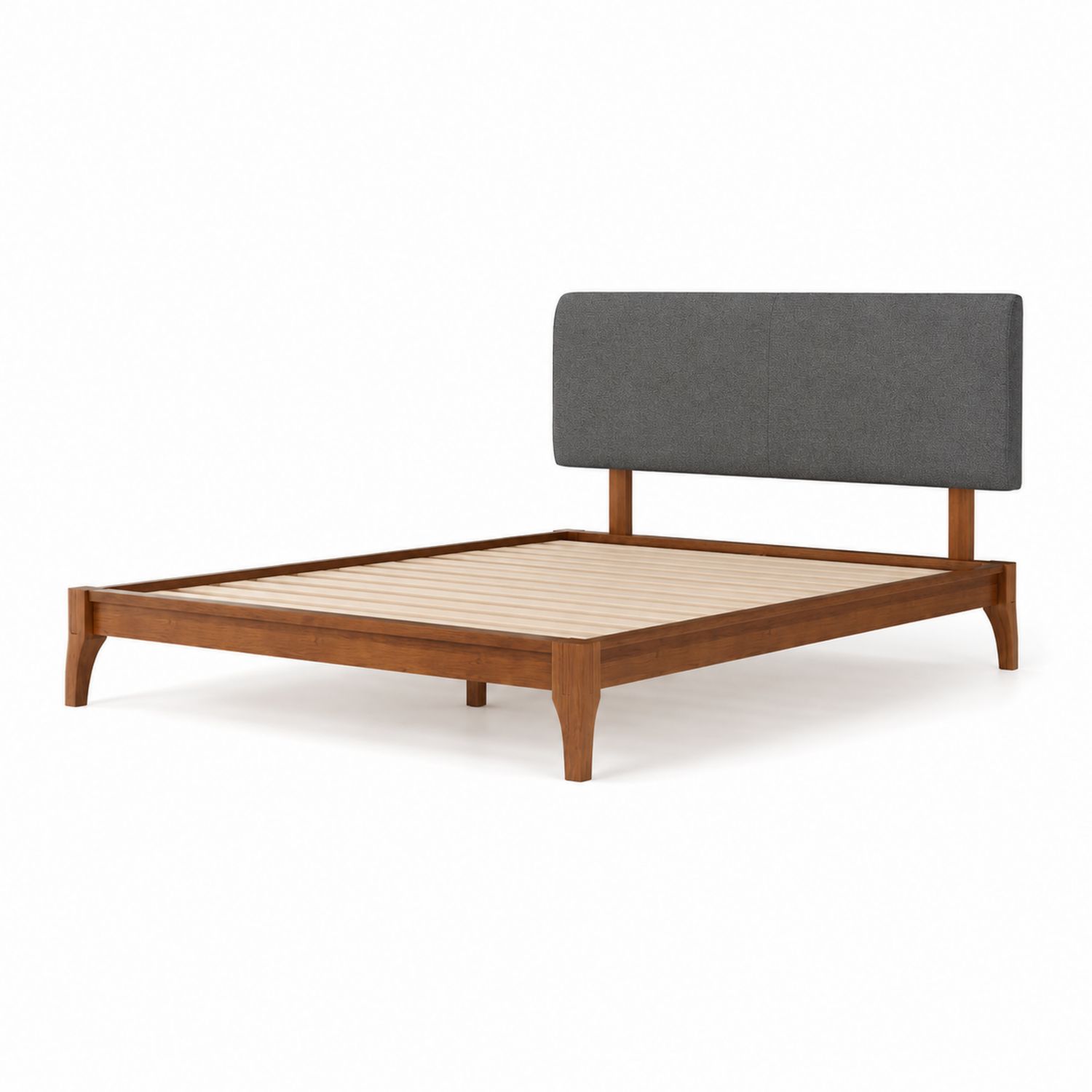 Doppelbett Holzrahmen mit Polsterkopfteil 200x160 cm Walnuss/Anthrazit-Asabirneo