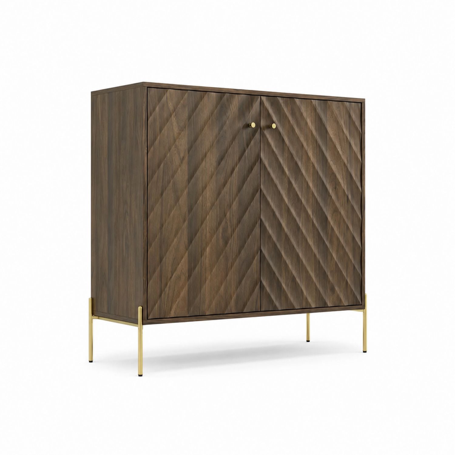 Walnussfurnier Sideboard mit Stahlbeinen 120x40x80 cm Braun-Asabirneo