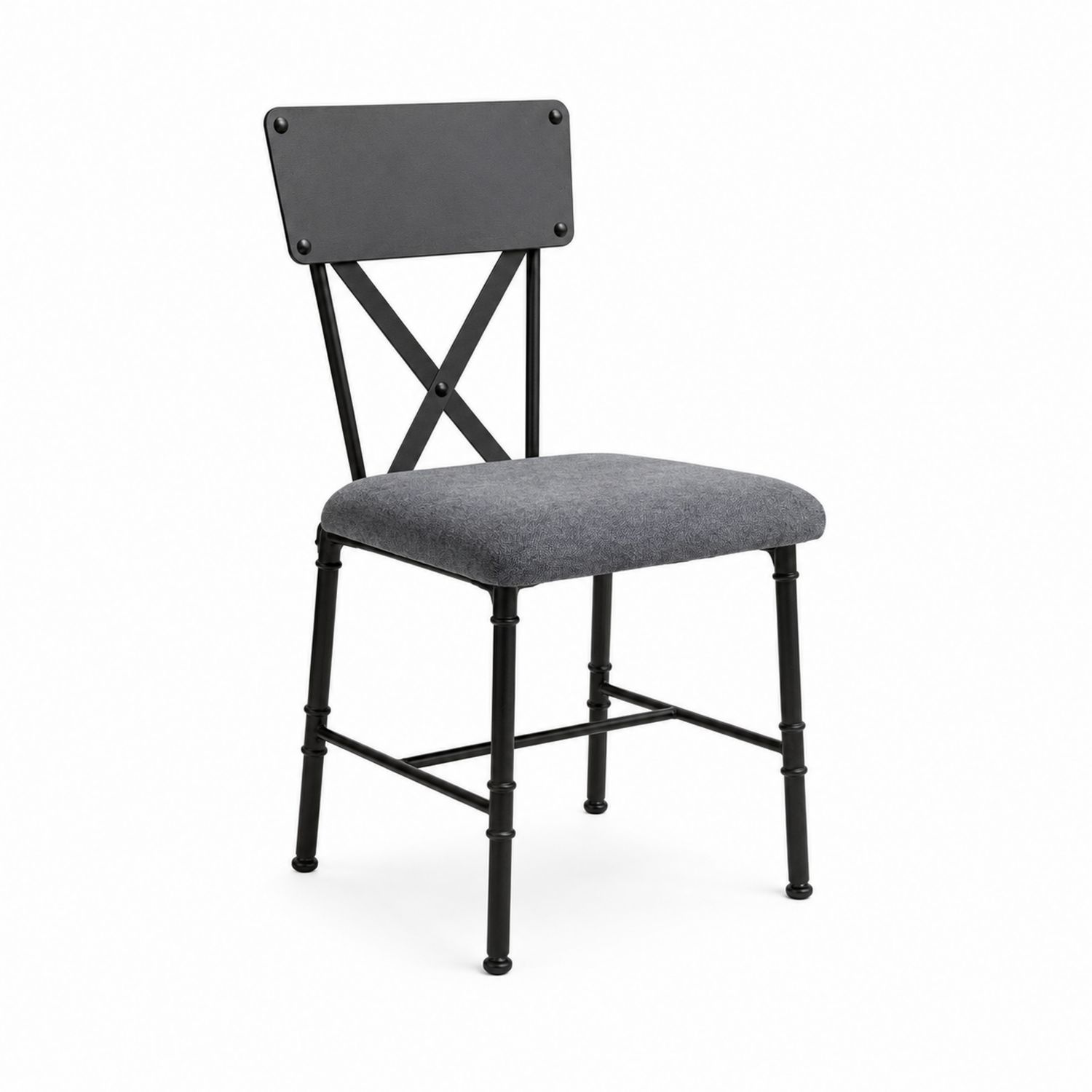 Stuhl aus Metall mit Stoffpolster Schwarz/Grau-Asabirneo