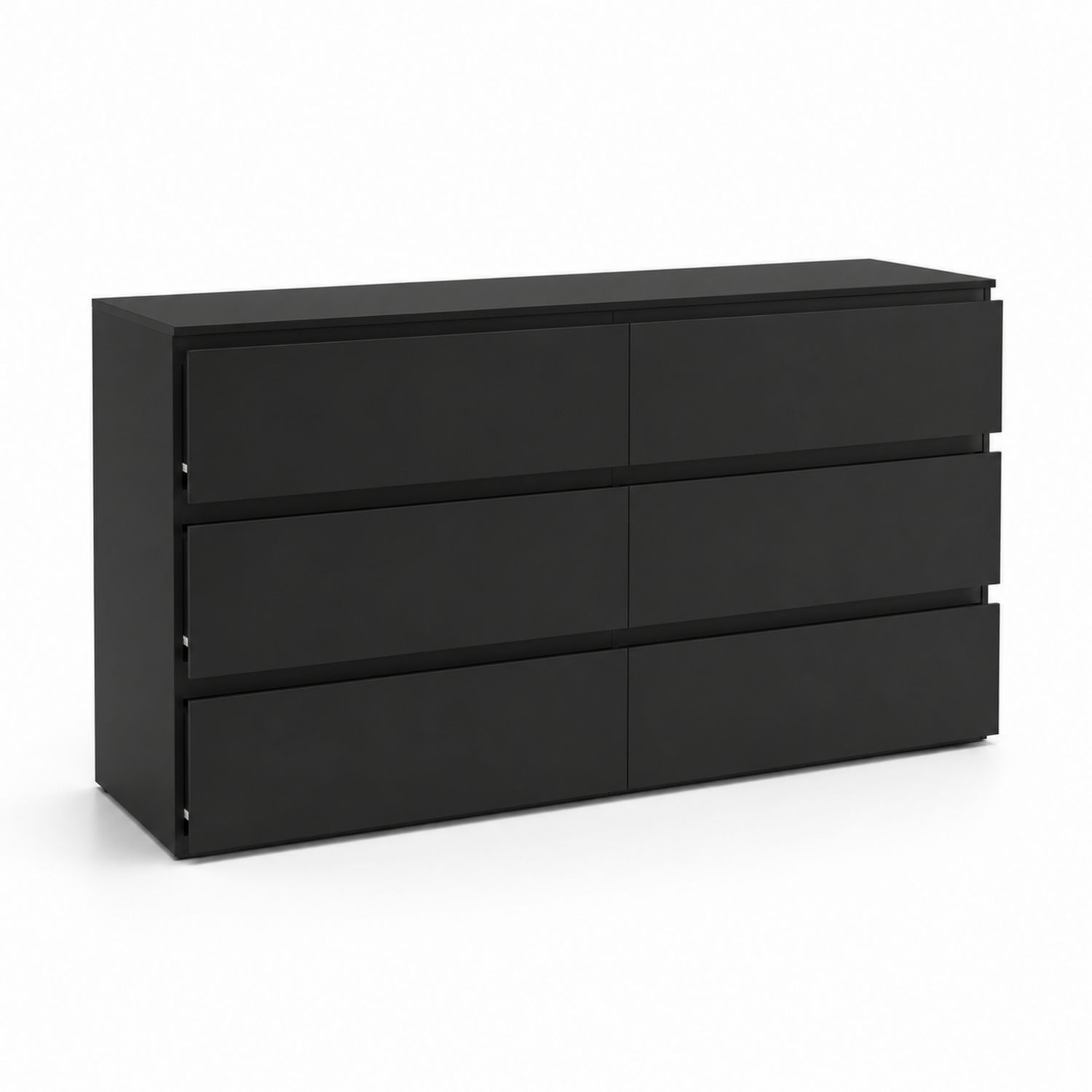 Schwarze MDF-Kommode mit 6 Schubladen-Asabirneo