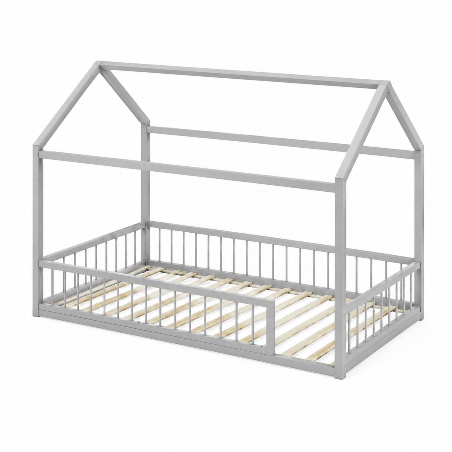Kinderhausbett Metall Grau-Asabirneo