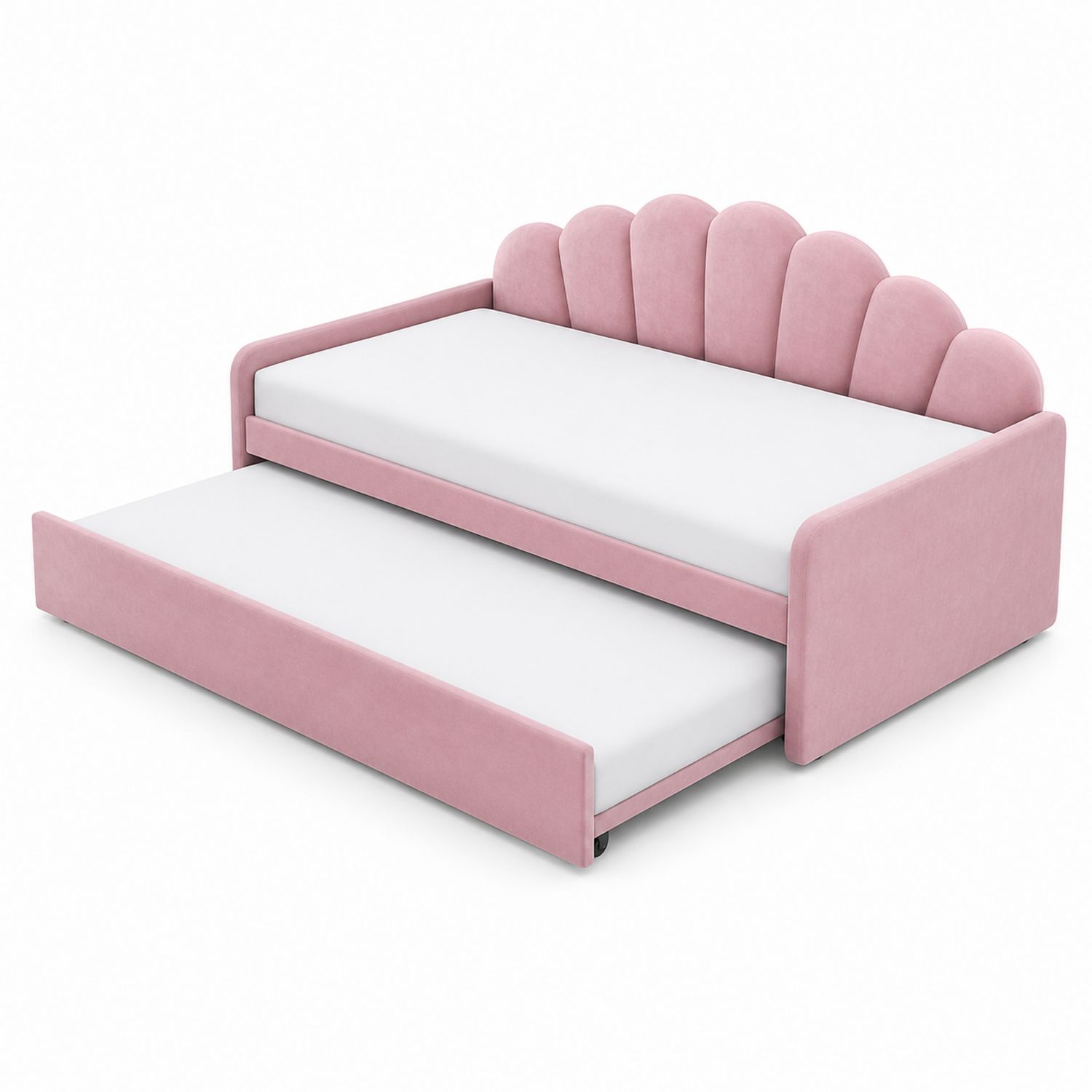 Ausziehbares Tagesbett aus Velours, Rosa-Asabirneo