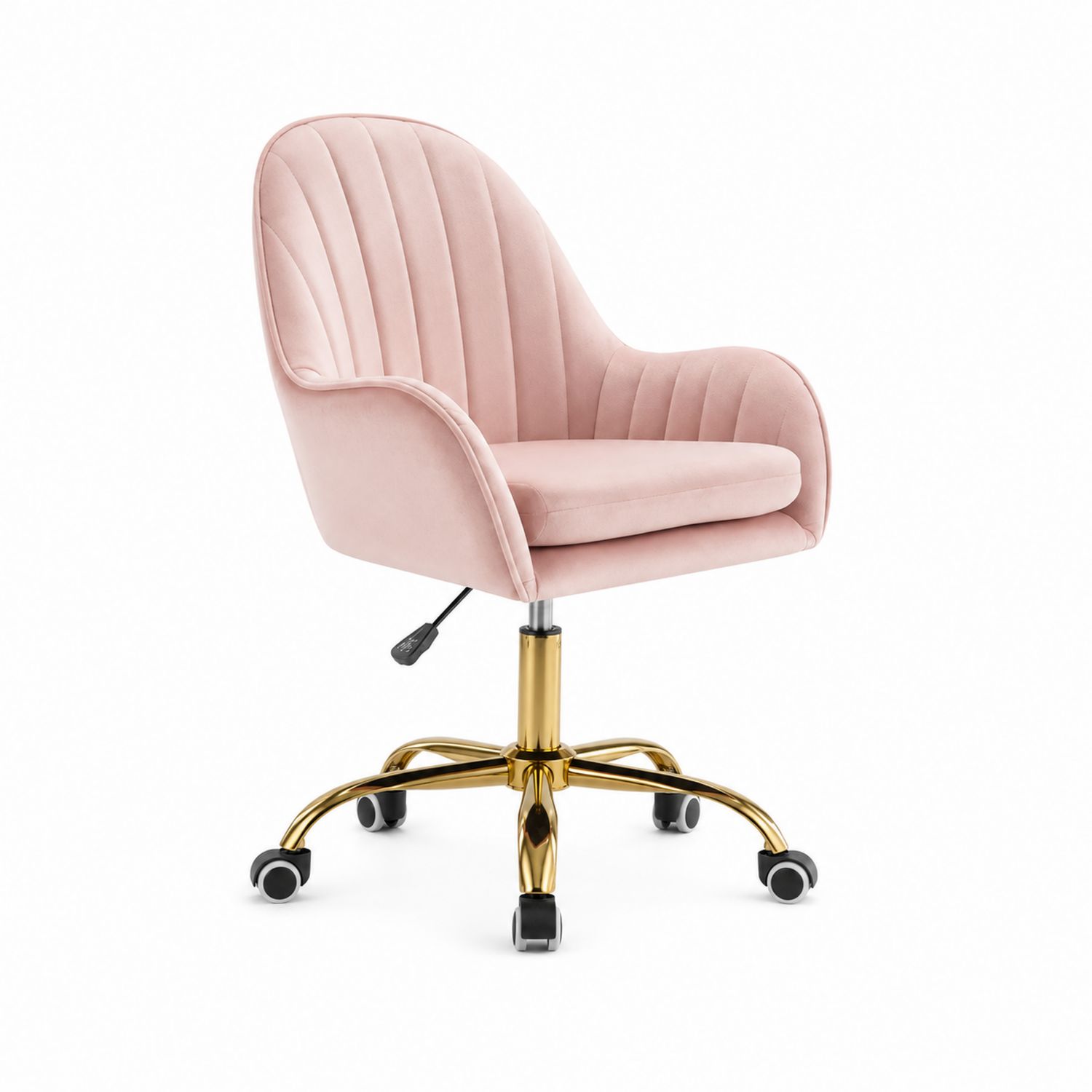 Bürostuhl Samt Rosa mit Metallfuß-Asabirneo