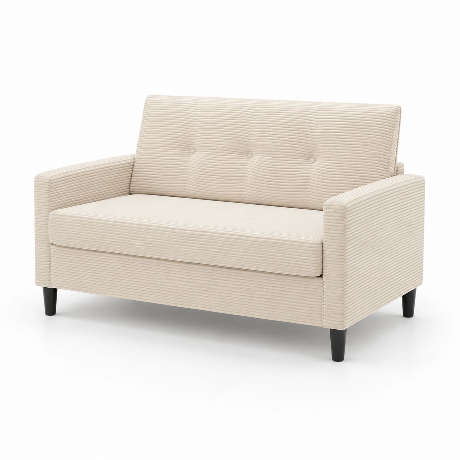 2-Sitzer Sofa aus Cordstoff mit Holzrahmen in Beige-Asabirneo