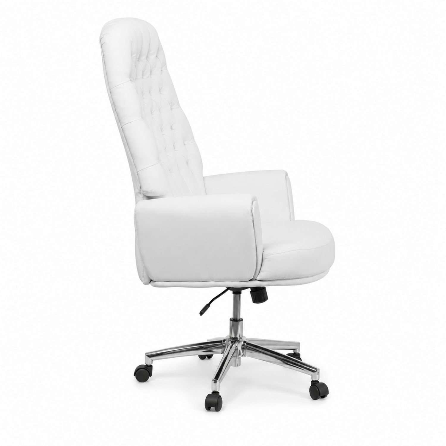Bürostuhl Lederimitat Weiß Verstellbar Drehbar-Asabirneo