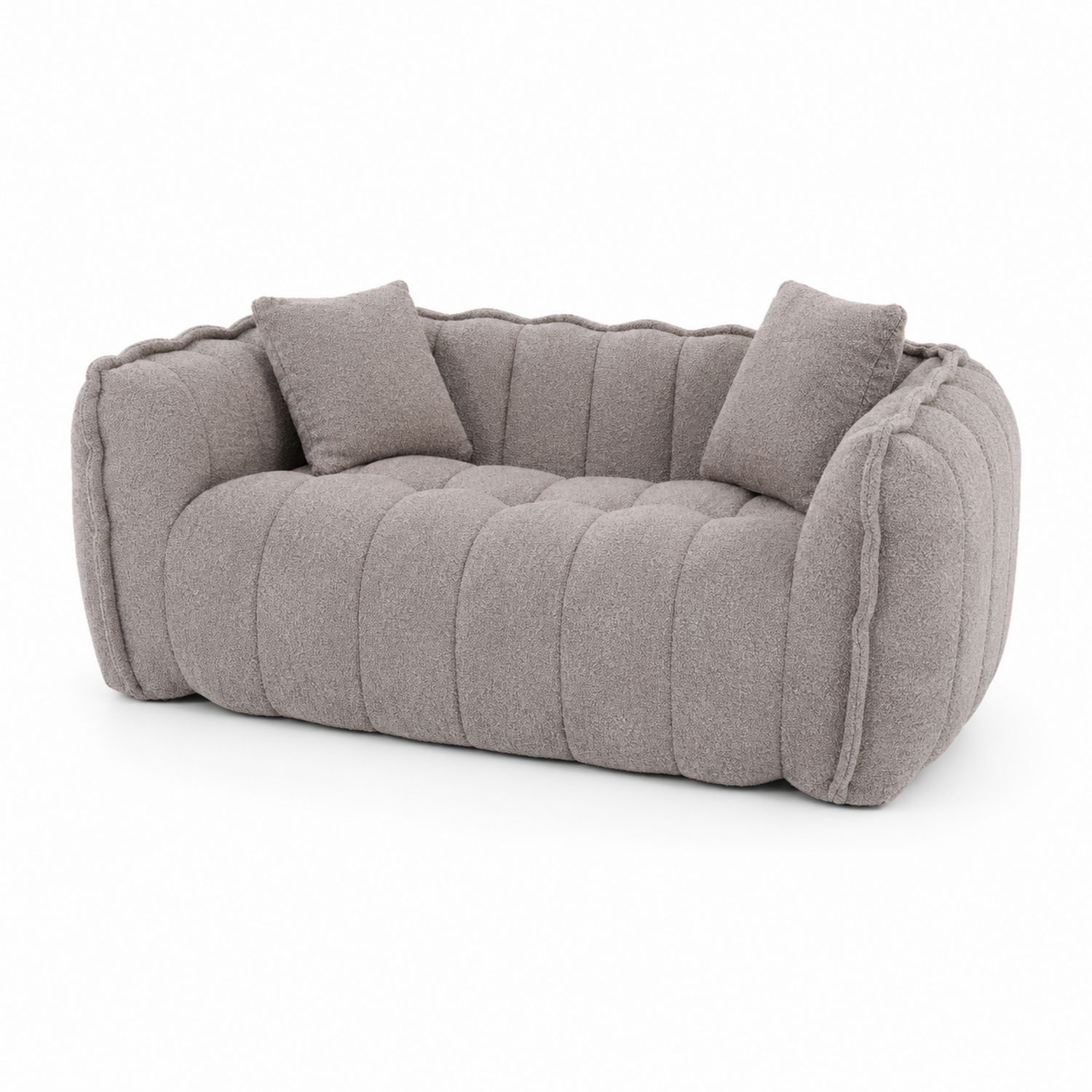 3-Sitzer Sofa Bouclé-Stoff Grau 230cm-Asabirneo