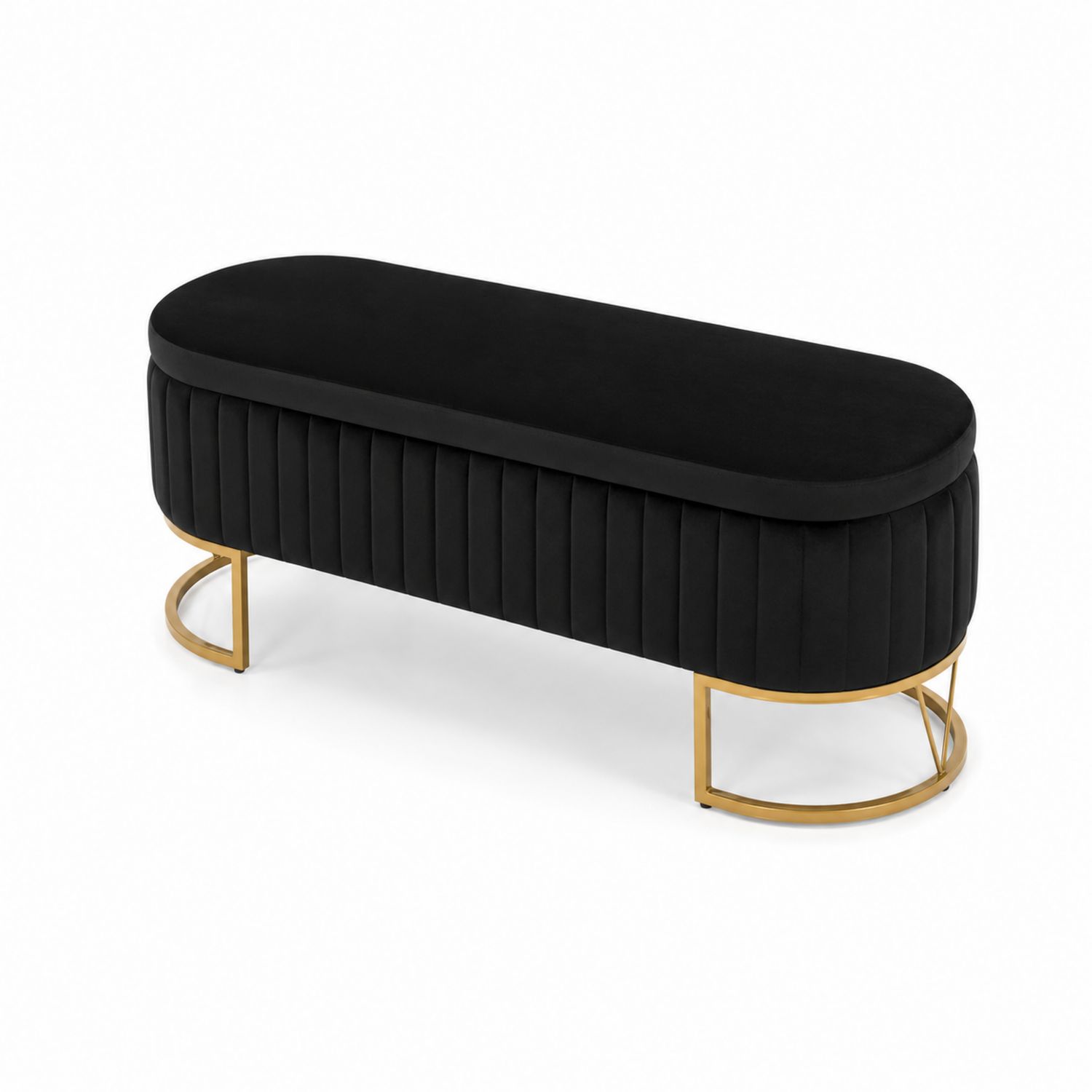 Samtbank mit Metallgestell Schwarz/Gold 120cm-Asabirneo
