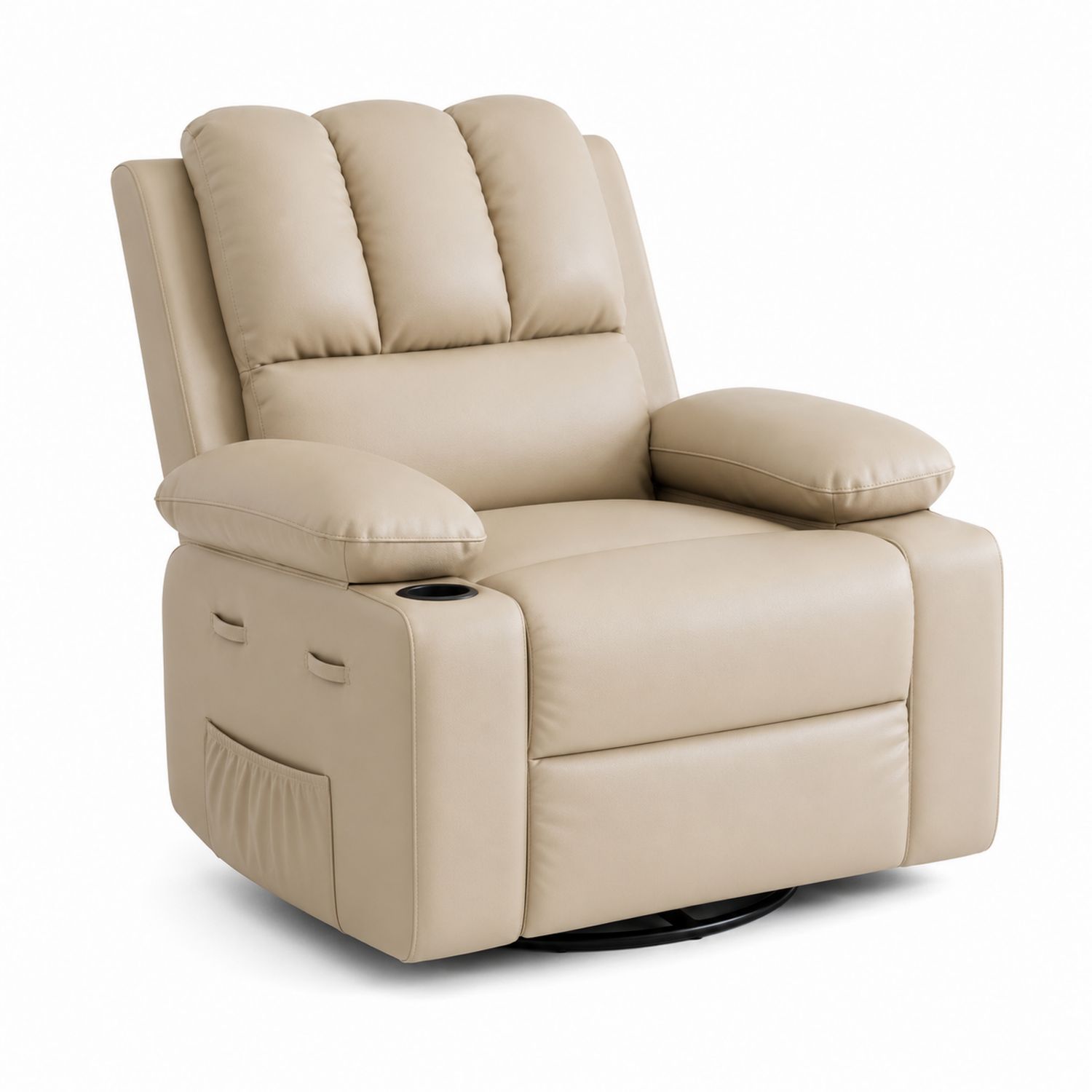 Verstellbarer Sessel aus PU-Leder Beige 95x90x100cm-Asabirneo
