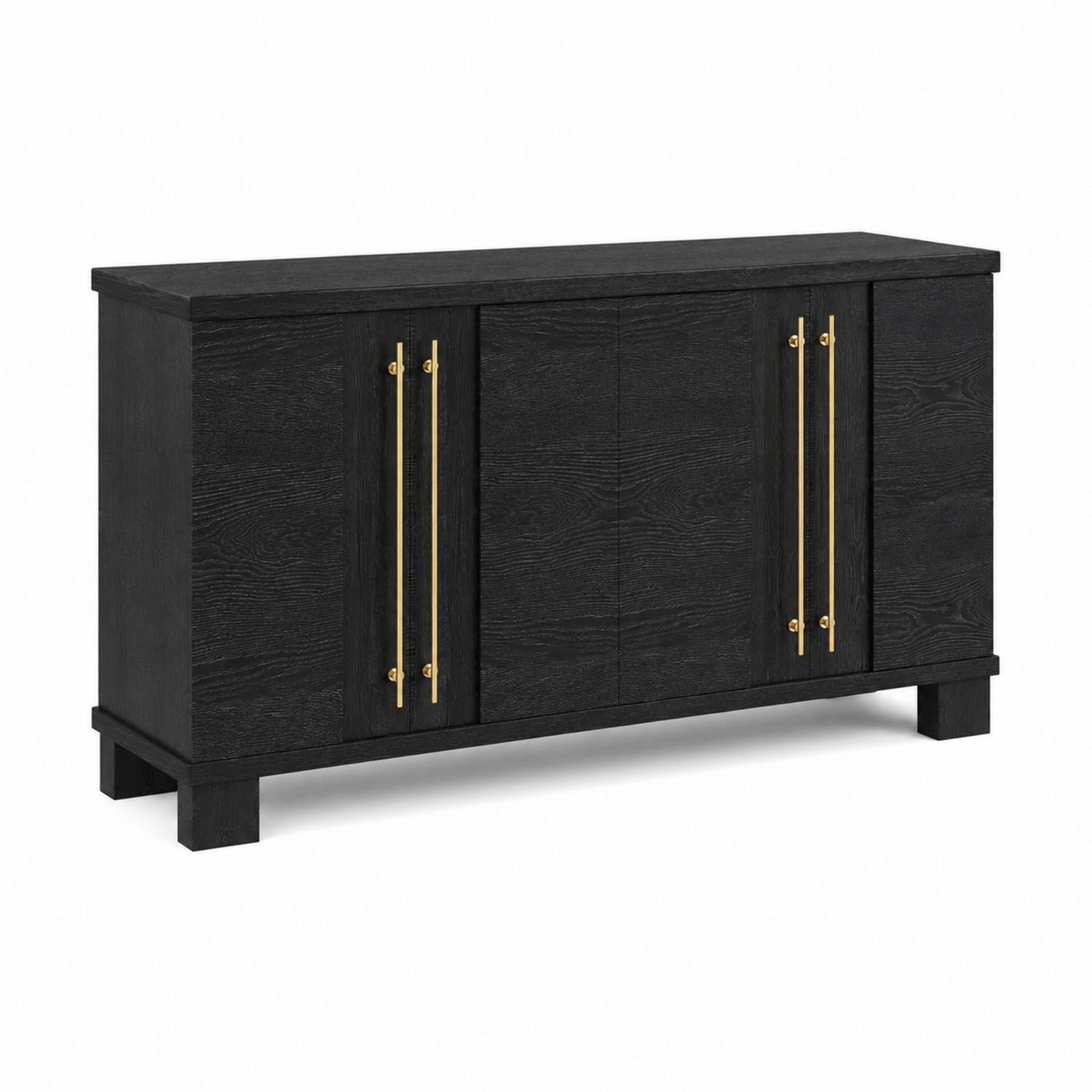 Sideboard Holz Schwarz mit Metallgriffen-Asabirneo