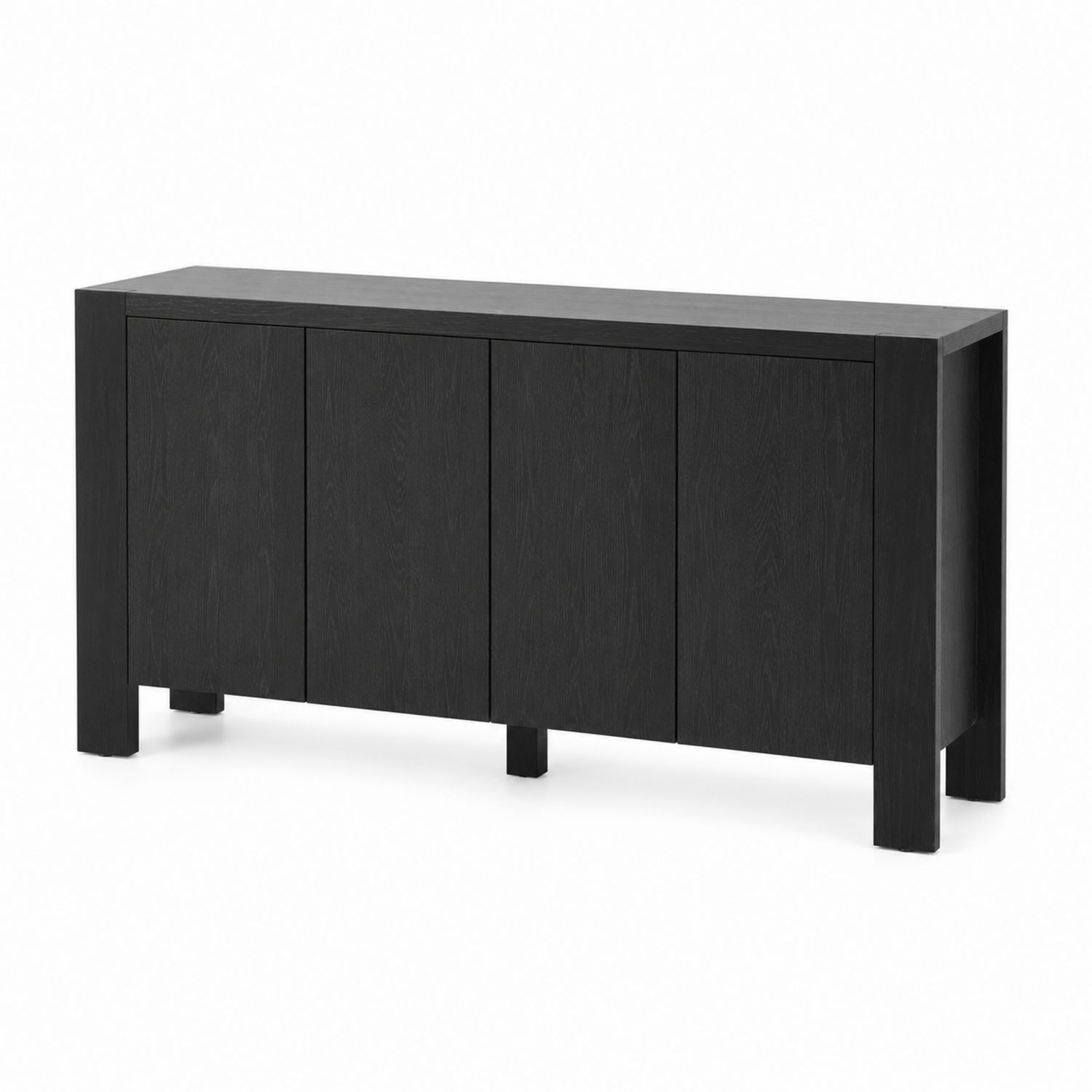 Schwarzes Sideboard aus Eichenfurnier 200x45x85cm-Asabirneo