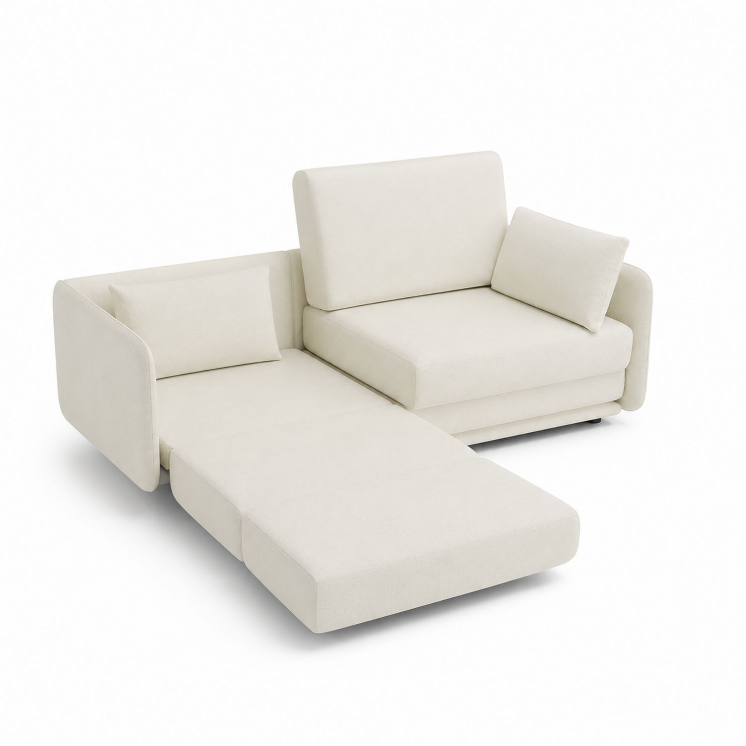 Eck-Schlafsofa Stoff Beige 200x140 cm-Asabirneo
