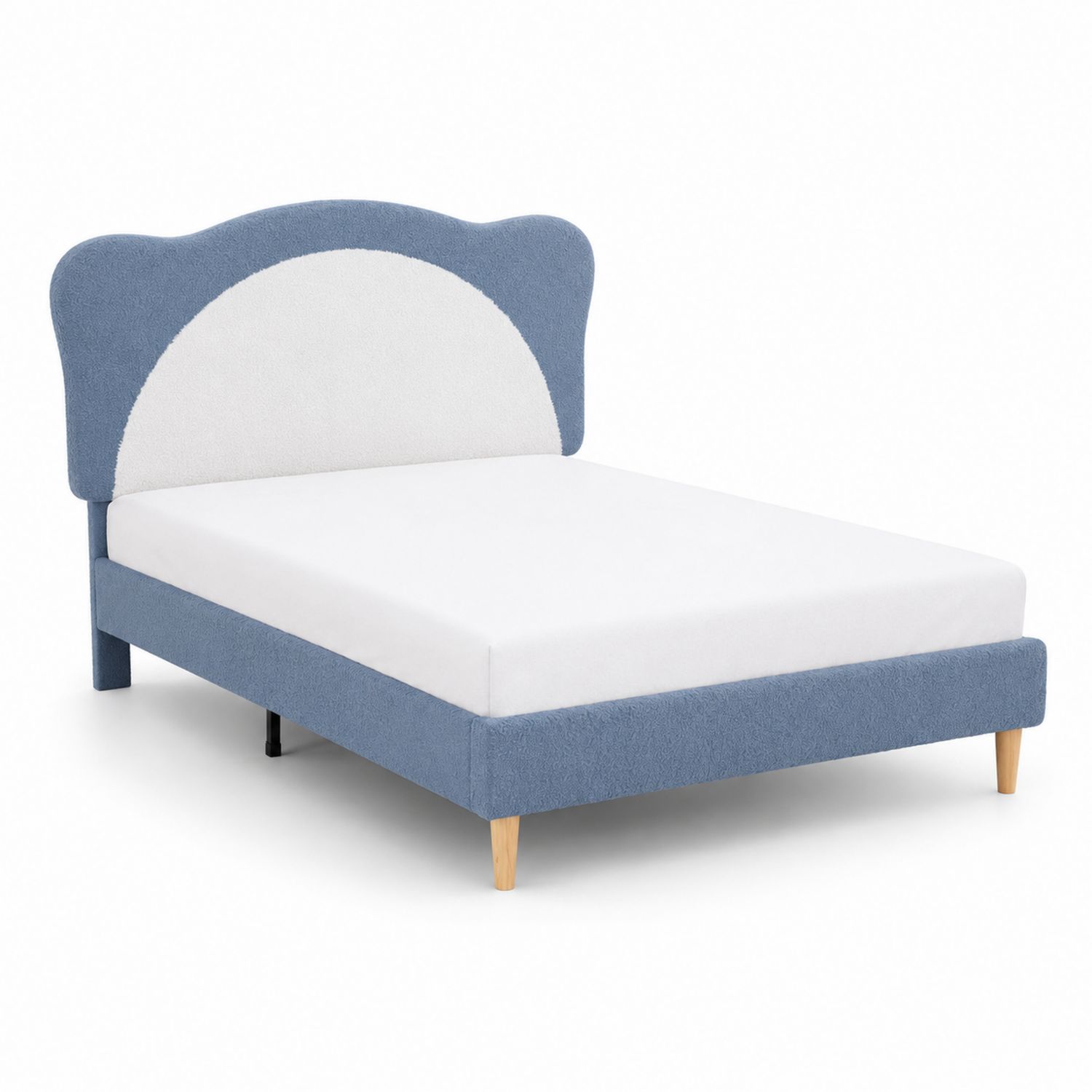 Polsterbett Doppelbett Holzstoff 200x140 cm Blau/Weiß-Asabirneo