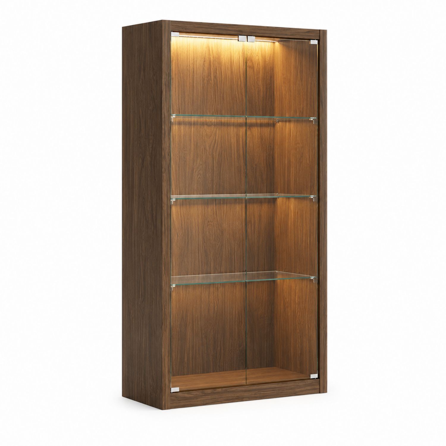 Holzvitrine mit Glastüren und LED-Beleuchtung 180x80x40cm-Asabirneo