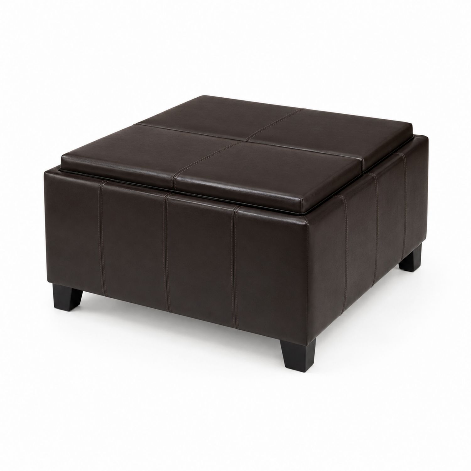 PU-Leder Hocker mit Stauraum Dunkelbraun 76 cm-Asabirneo