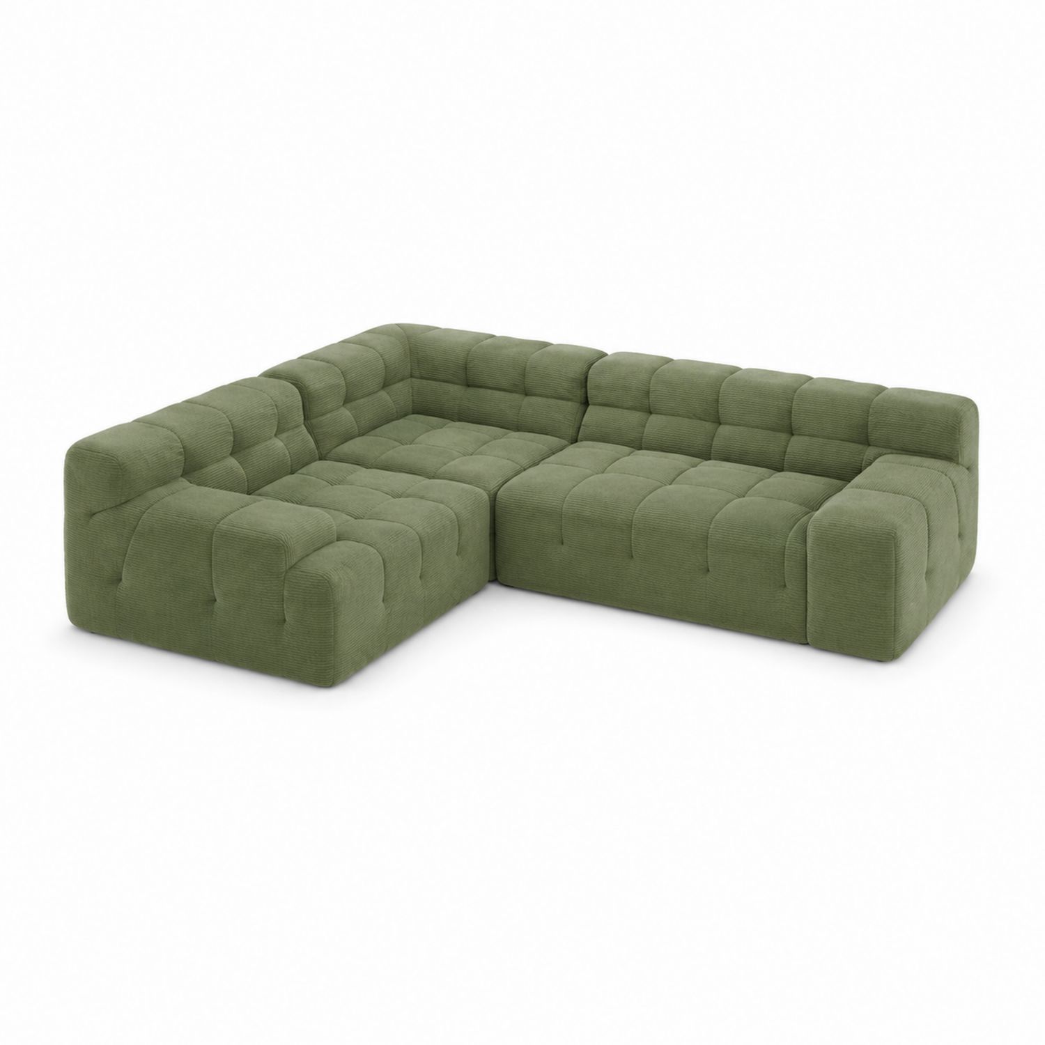 Ecksofa L-Form Holz Polyester Grün-Asabirneo