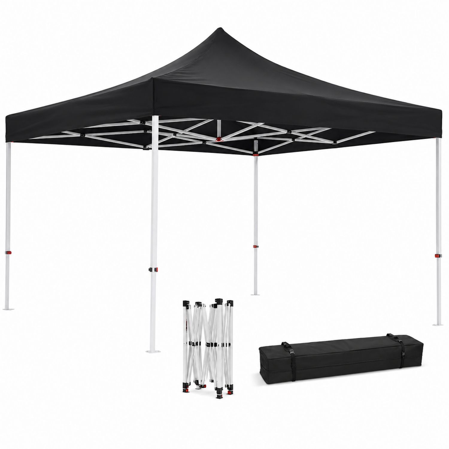 Faltpavillon 3x3m Schwarz Aluminium Polyester-Asabirneo