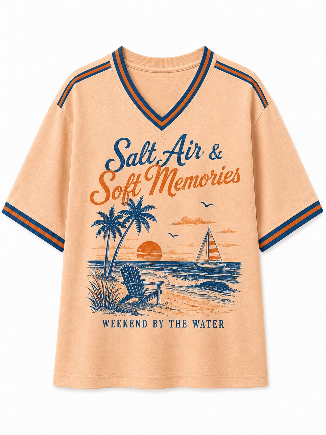 Salt Air & Soft Memories Coastal V-Neck Tee
