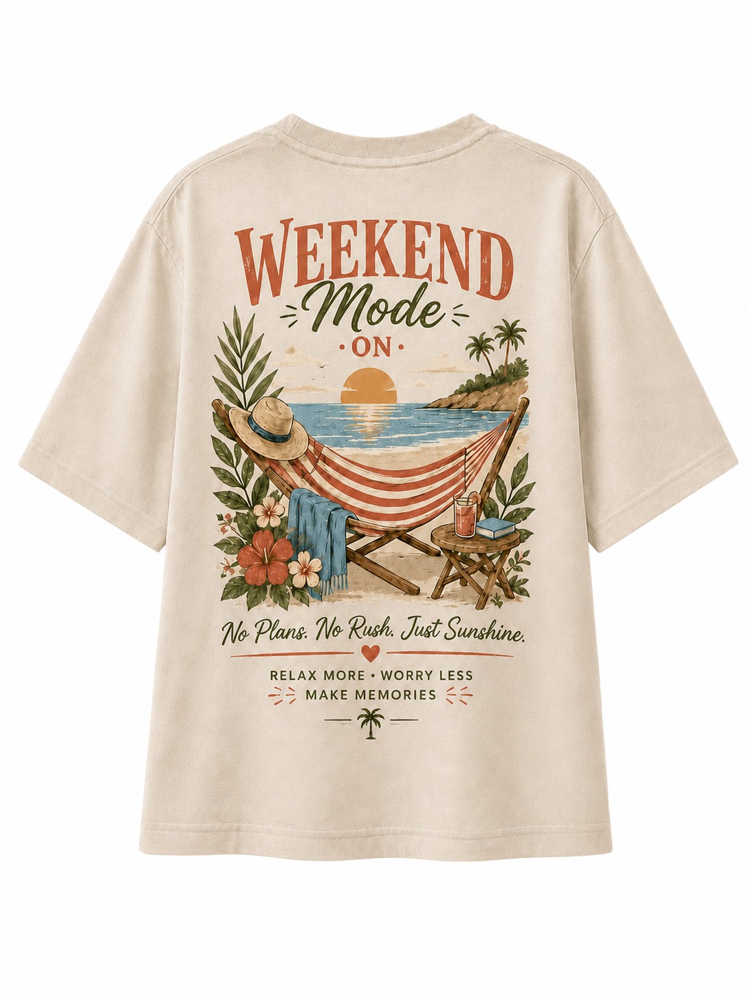 Weekend Mode V-Neck Graphic Tee