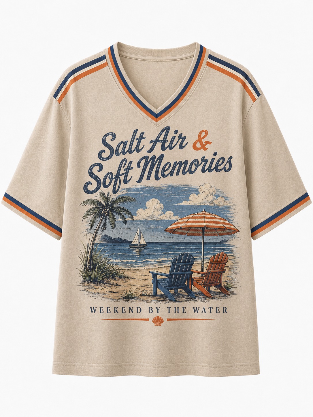 Salt Air & Soft Memories Beachside V-Neck Tee