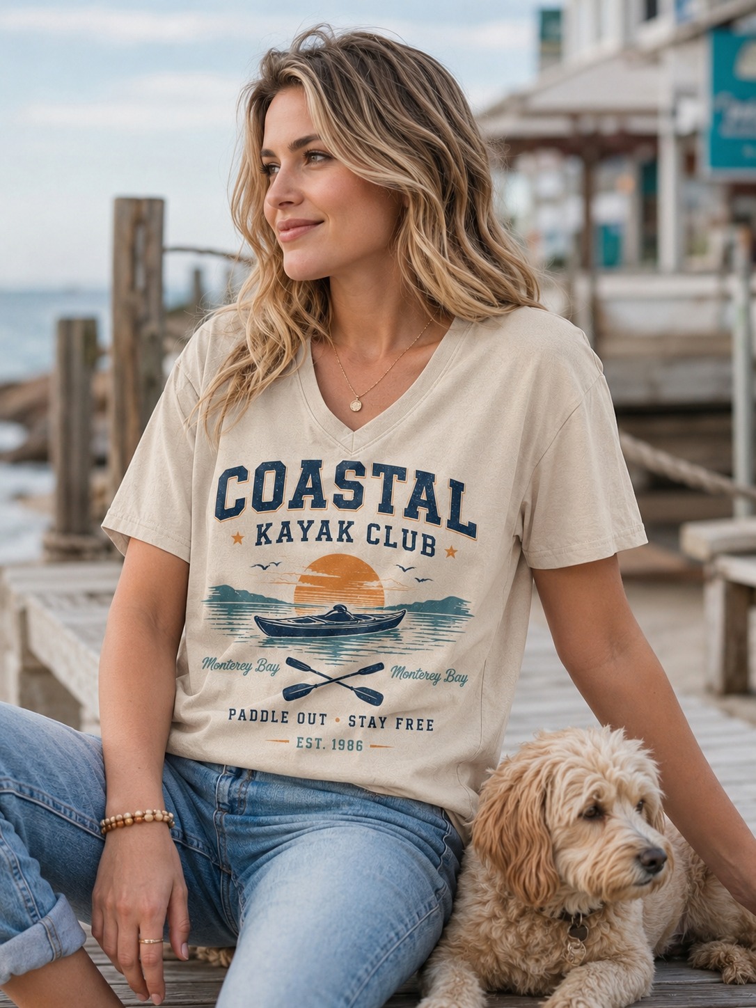 Coastal Kayak Club V-Neck Tee