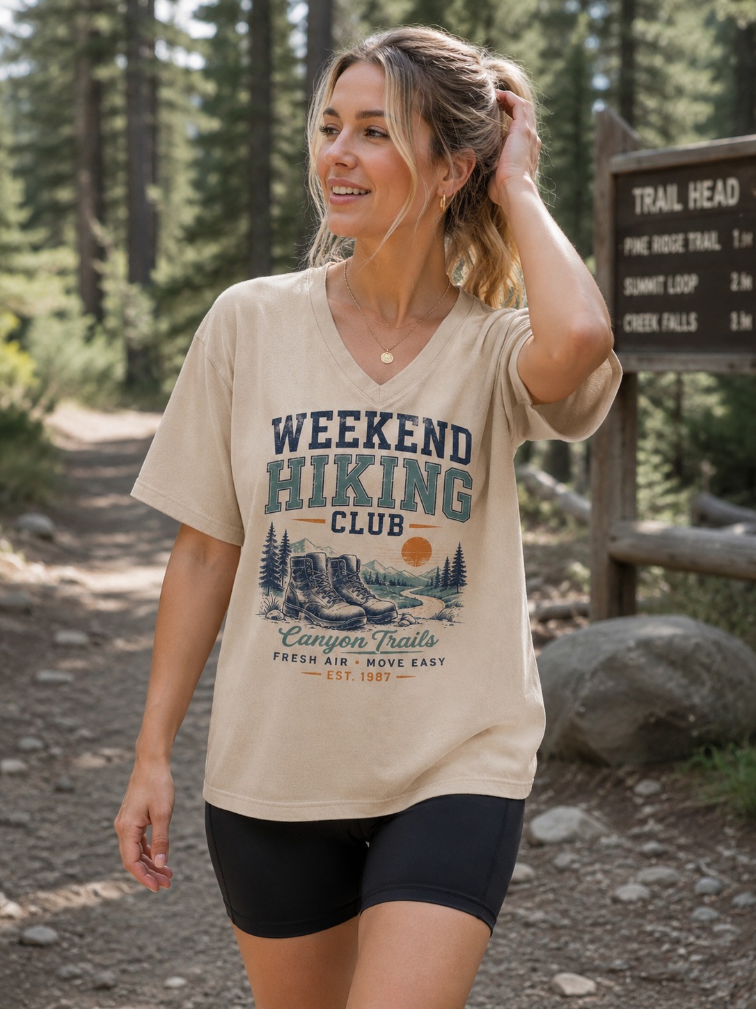 Weekend Hiking Club V-Neck Tee