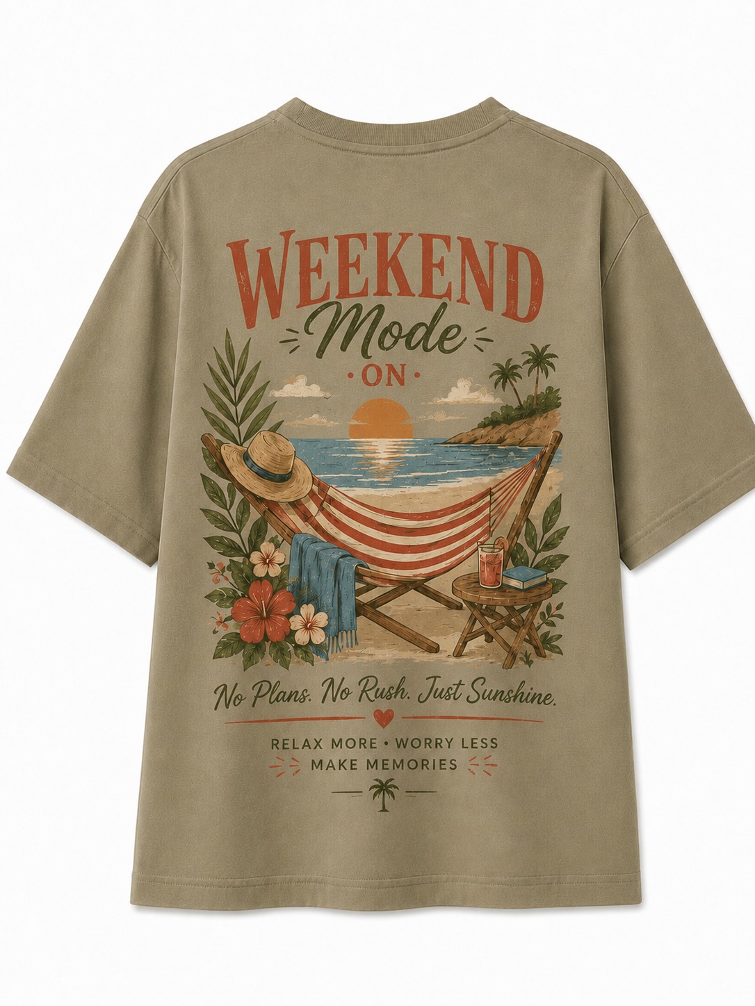 Weekend Mode V-Neck Graphic Tee