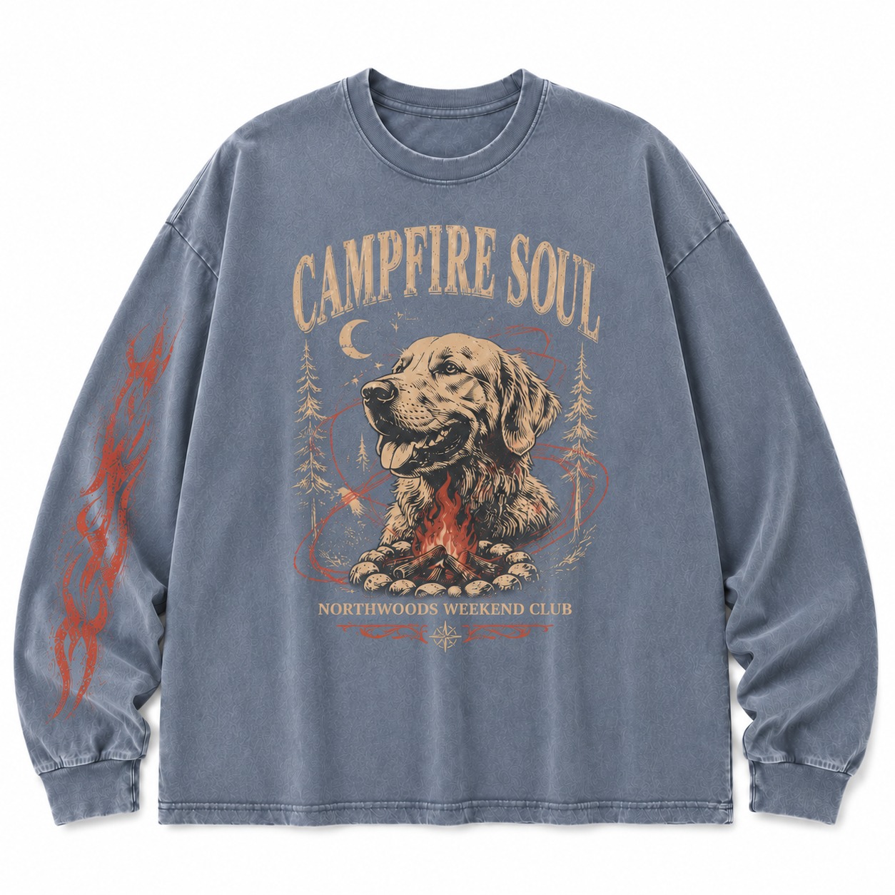Campfire Soul Dog Graphic Washed Long Sleeve Tee
