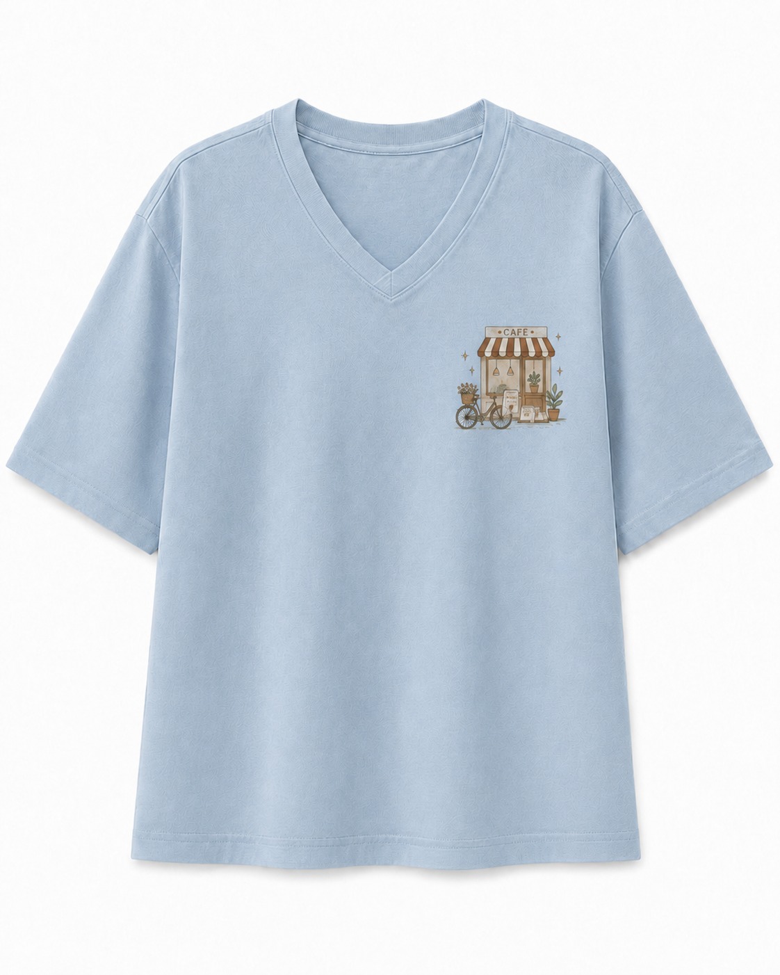 Morning Escape Cafe V-Neck Tee