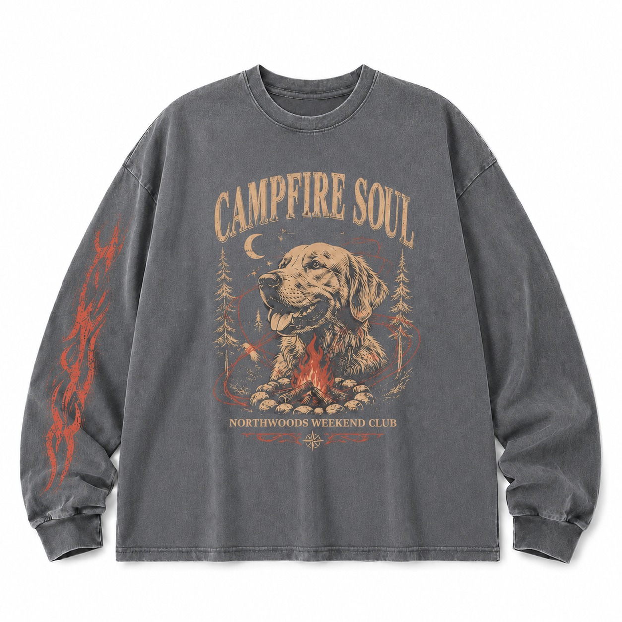 Campfire Soul Dog Graphic Washed Long Sleeve Tee