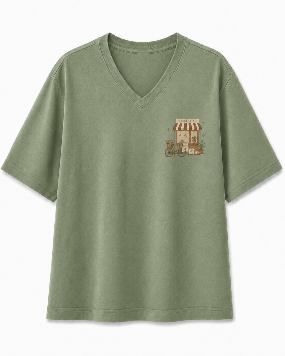 Morning Escape Cafe V-Neck Tee