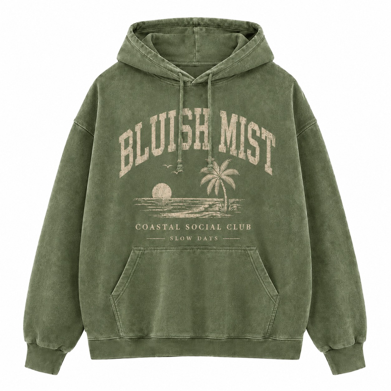 Bluish Mist Coastal Social Club Washed Hoodie