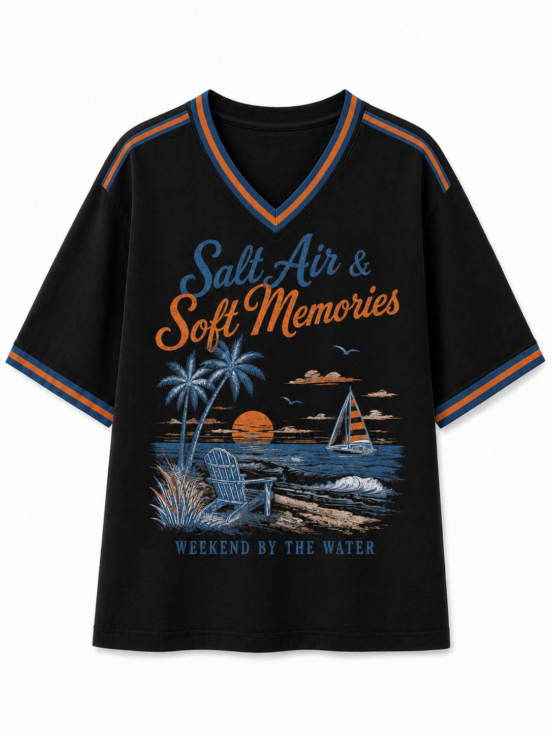 Salt Air & Soft Memories Coastal V-Neck Tee