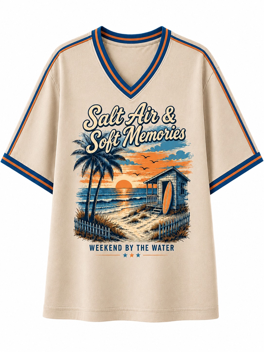 Salt Air & Soft Memories Sunset Shore V-Neck Tee