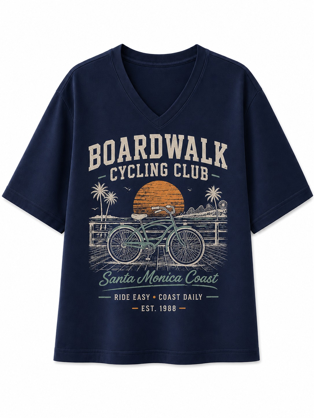 Boardwalk Cycling Club V-Neck Tee