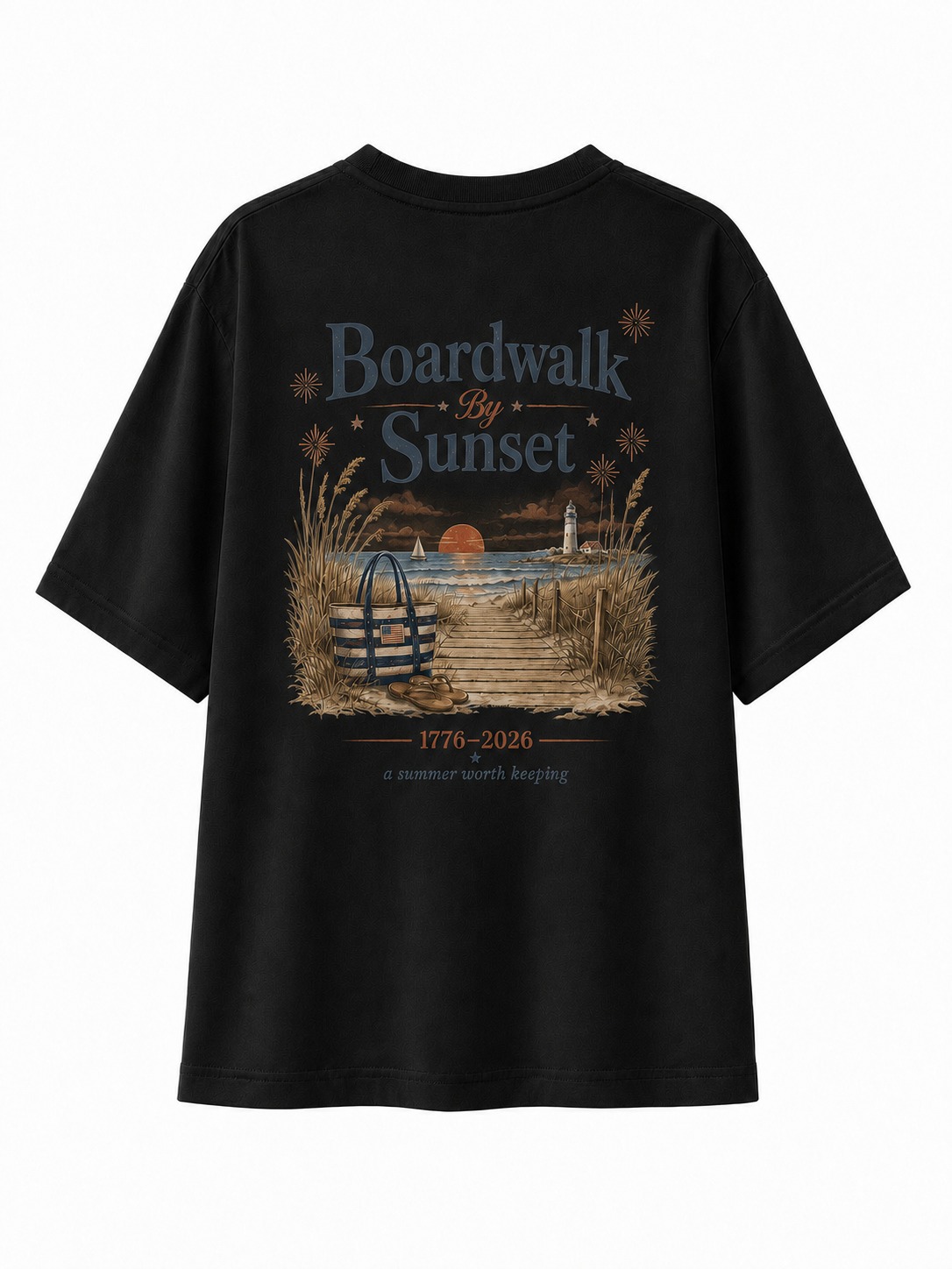 Boardwalk Sunset Beach Graphic Tee