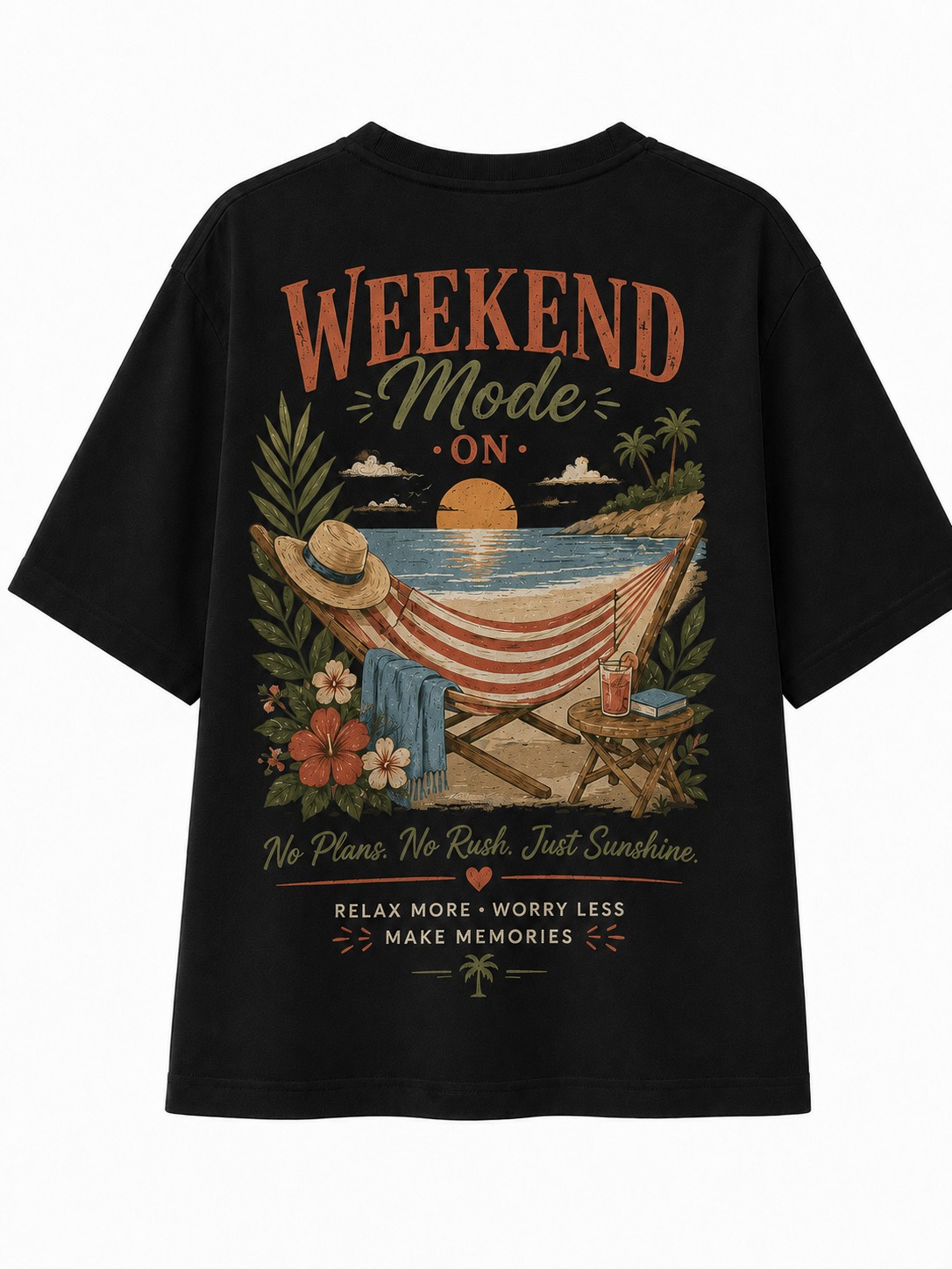 Weekend Mode V-Neck Graphic Tee