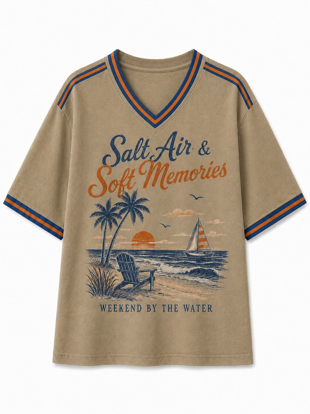 Salt Air & Soft Memories Coastal V-Neck Tee
