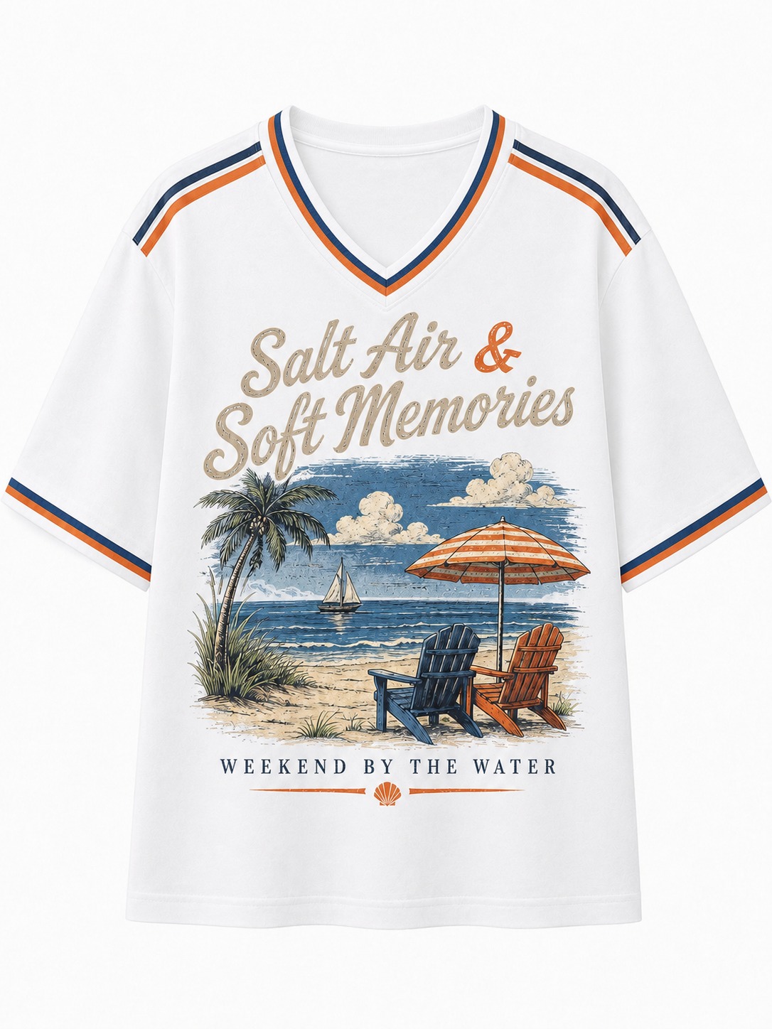 Salt Air & Soft Memories Beachside V-Neck Tee