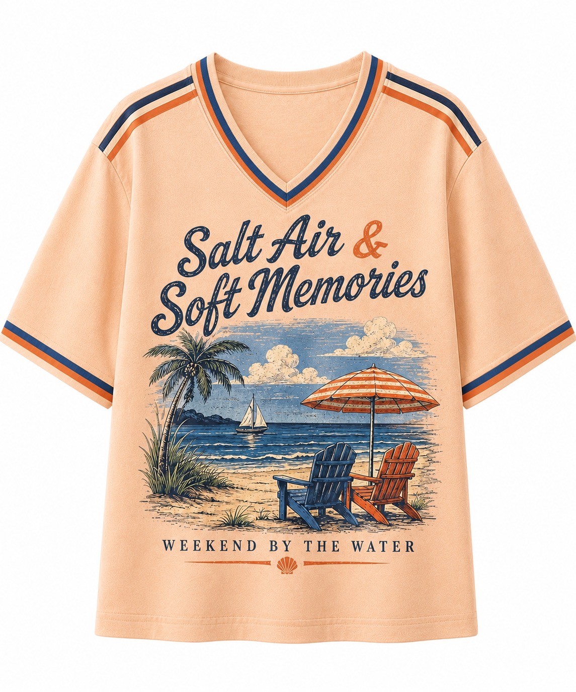 Salt Air & Soft Memories Beachside V-Neck Tee