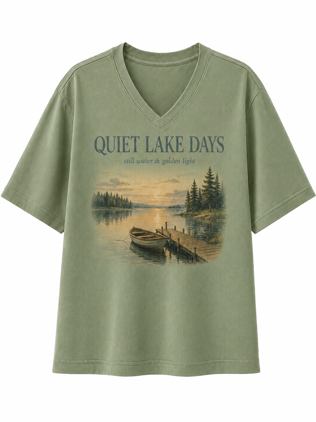 Quiet Lake Days V-Neck Tee