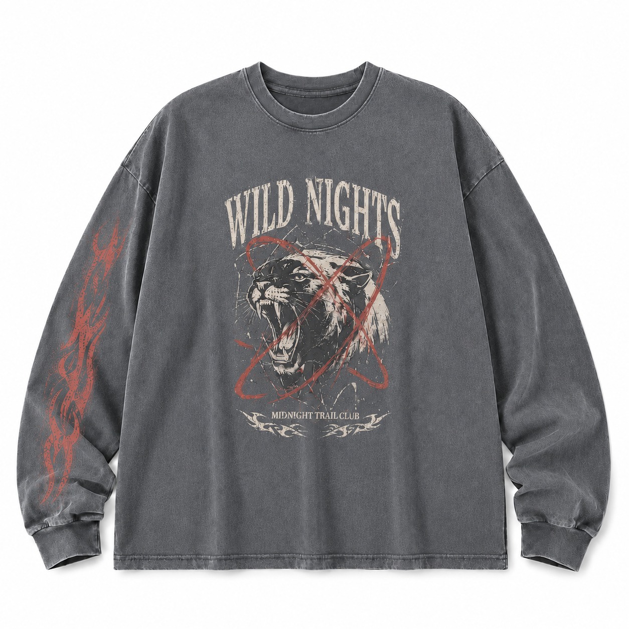 Wild Nights Washed Graphic Long Sleeve Shirt