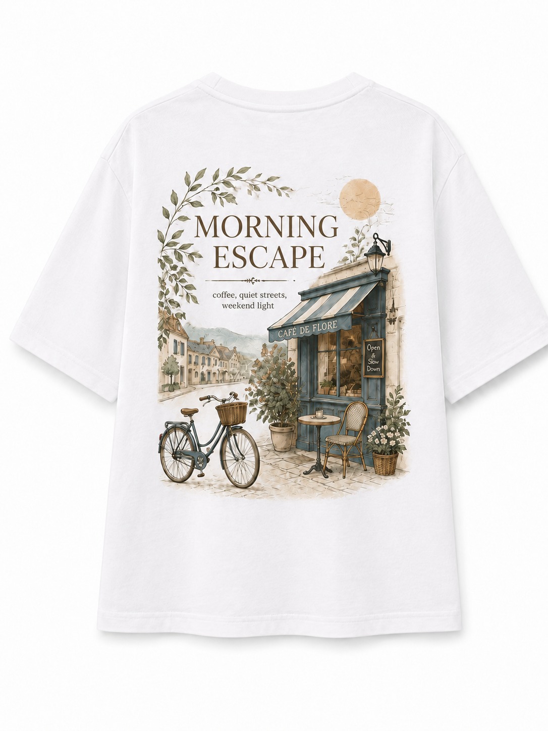 Morning Escape Cafe V-Neck Tee