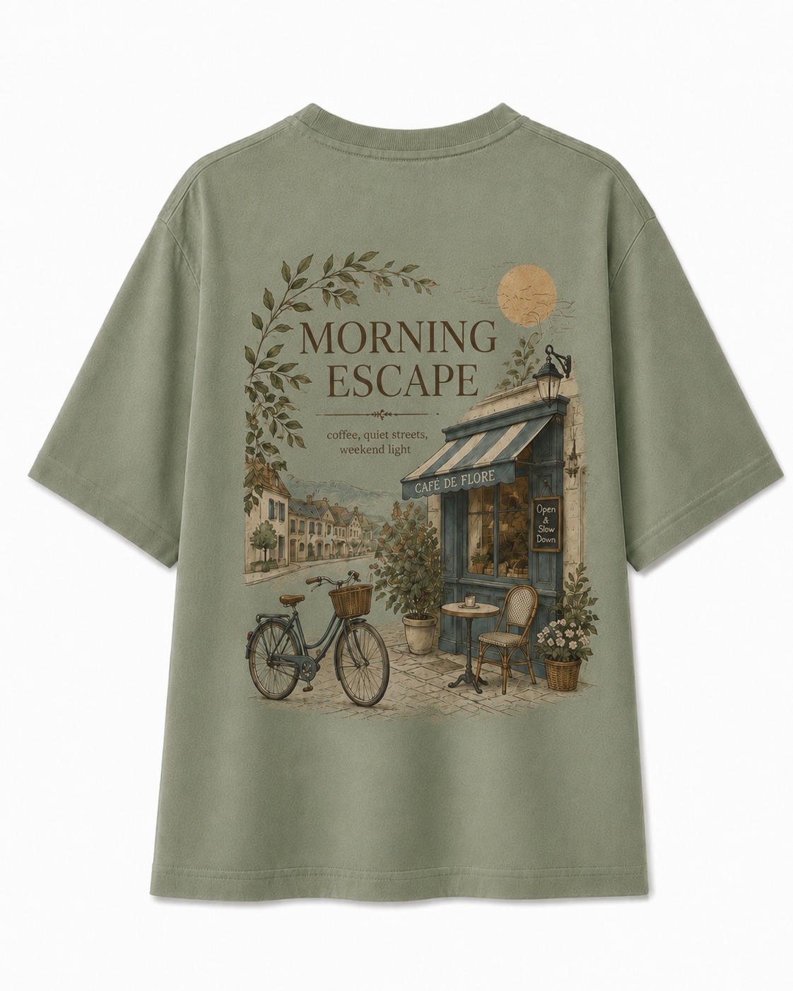 Morning Escape Cafe V-Neck Tee