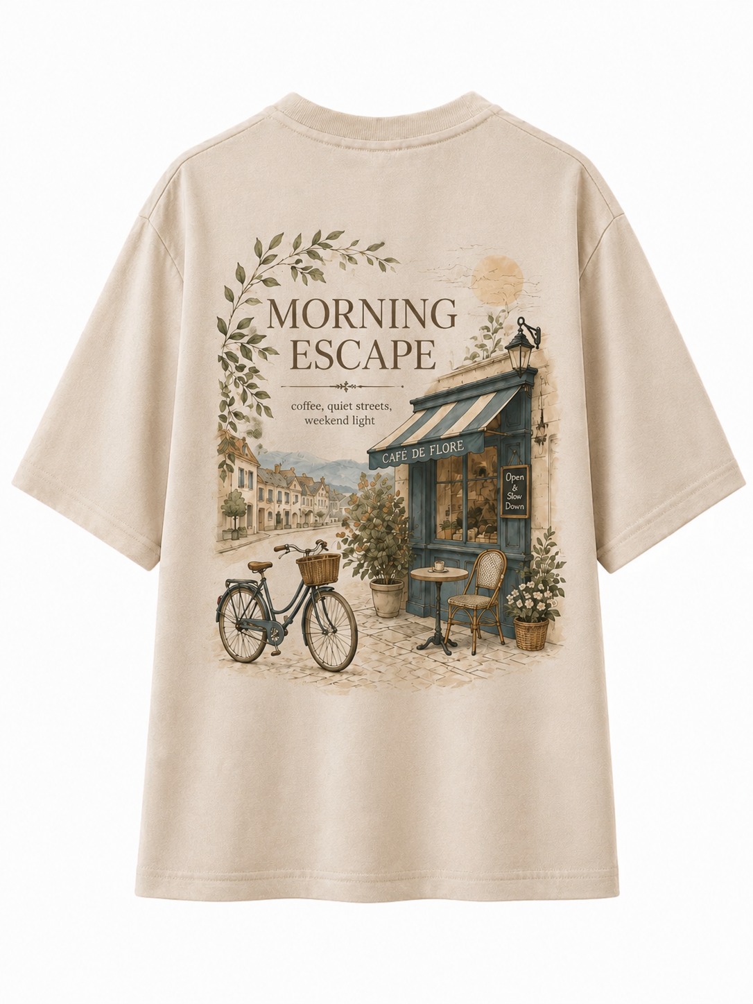 Morning Escape Cafe V-Neck Tee