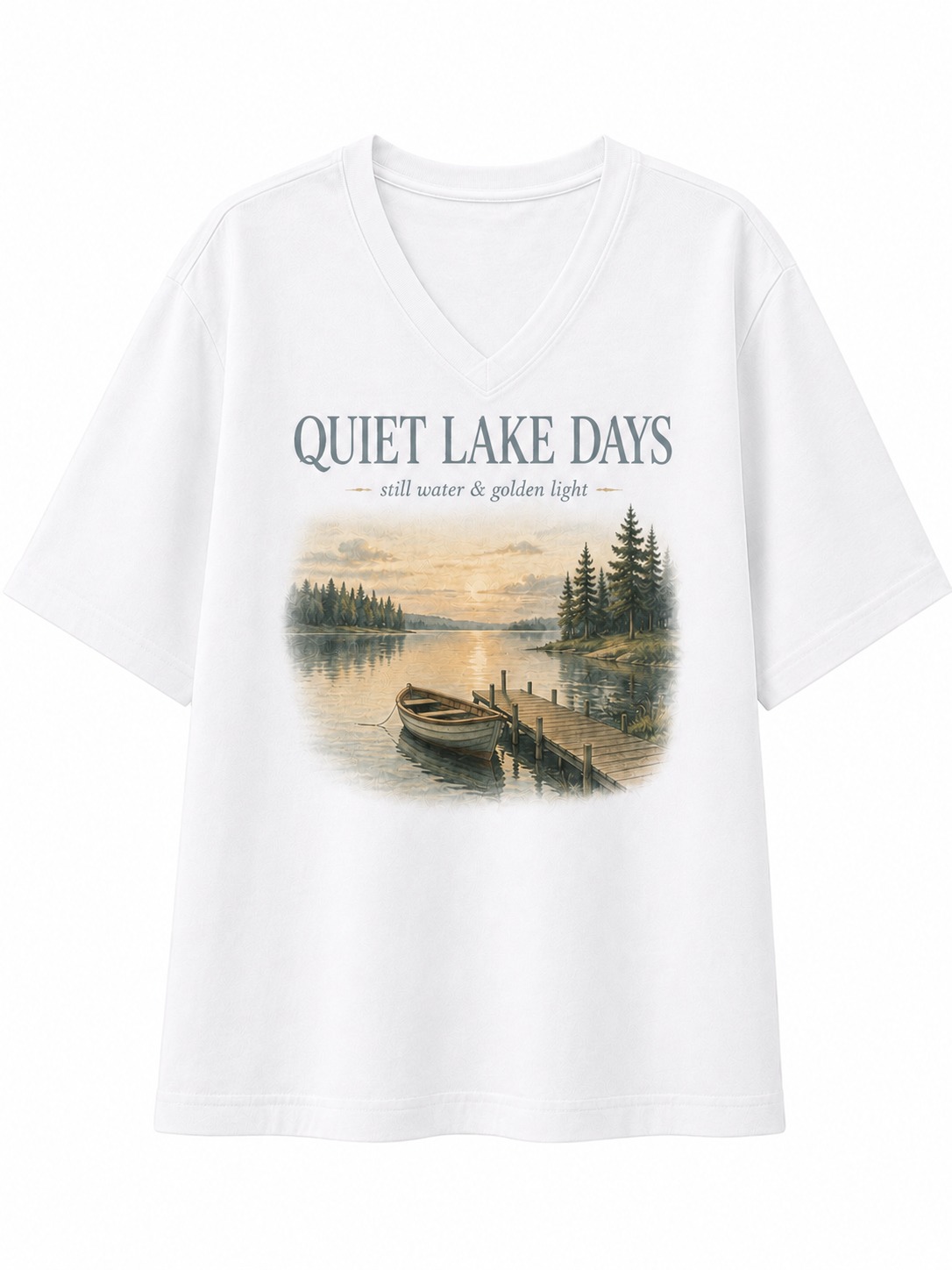 Quiet Lake Days V-Neck Tee