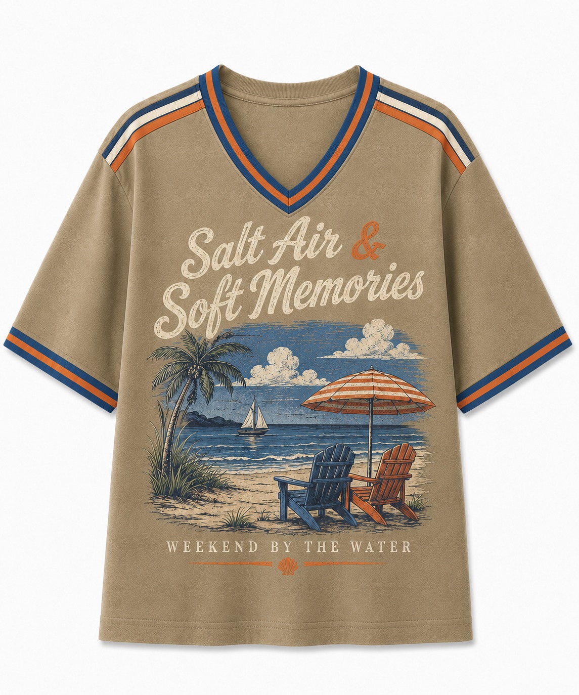 Salt Air & Soft Memories Beachside V-Neck Tee